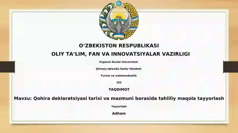 Qohira deklaratsiyasi tarixi va mazmuni