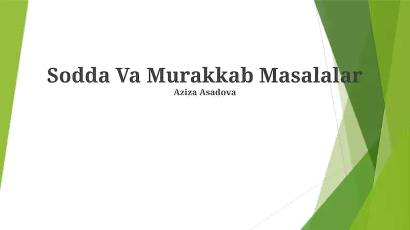 Sodda Va Murakkab Masalalar 1