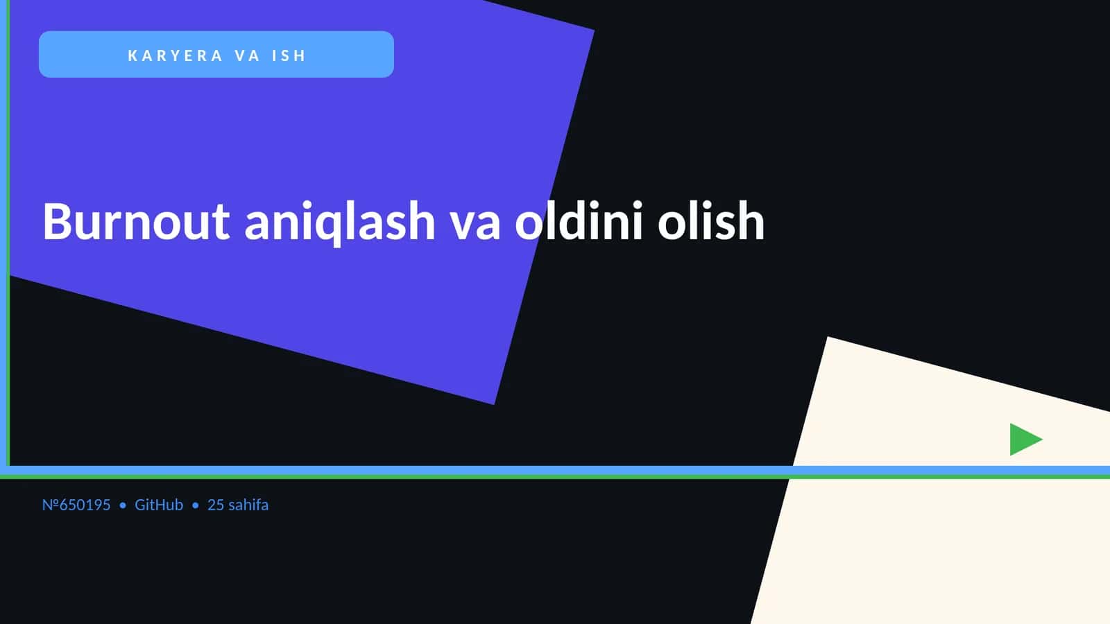 Burnout aniqlash va oldini olish 1