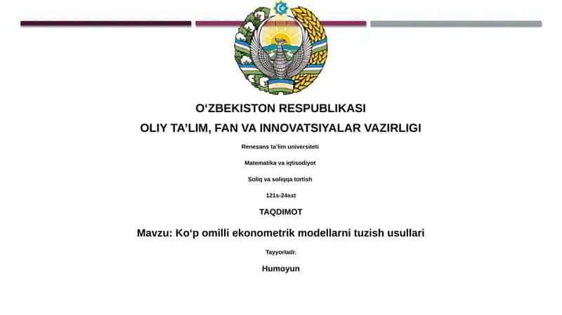 Koʻp omilli ekonometrik modellarni tuzish usullari 1