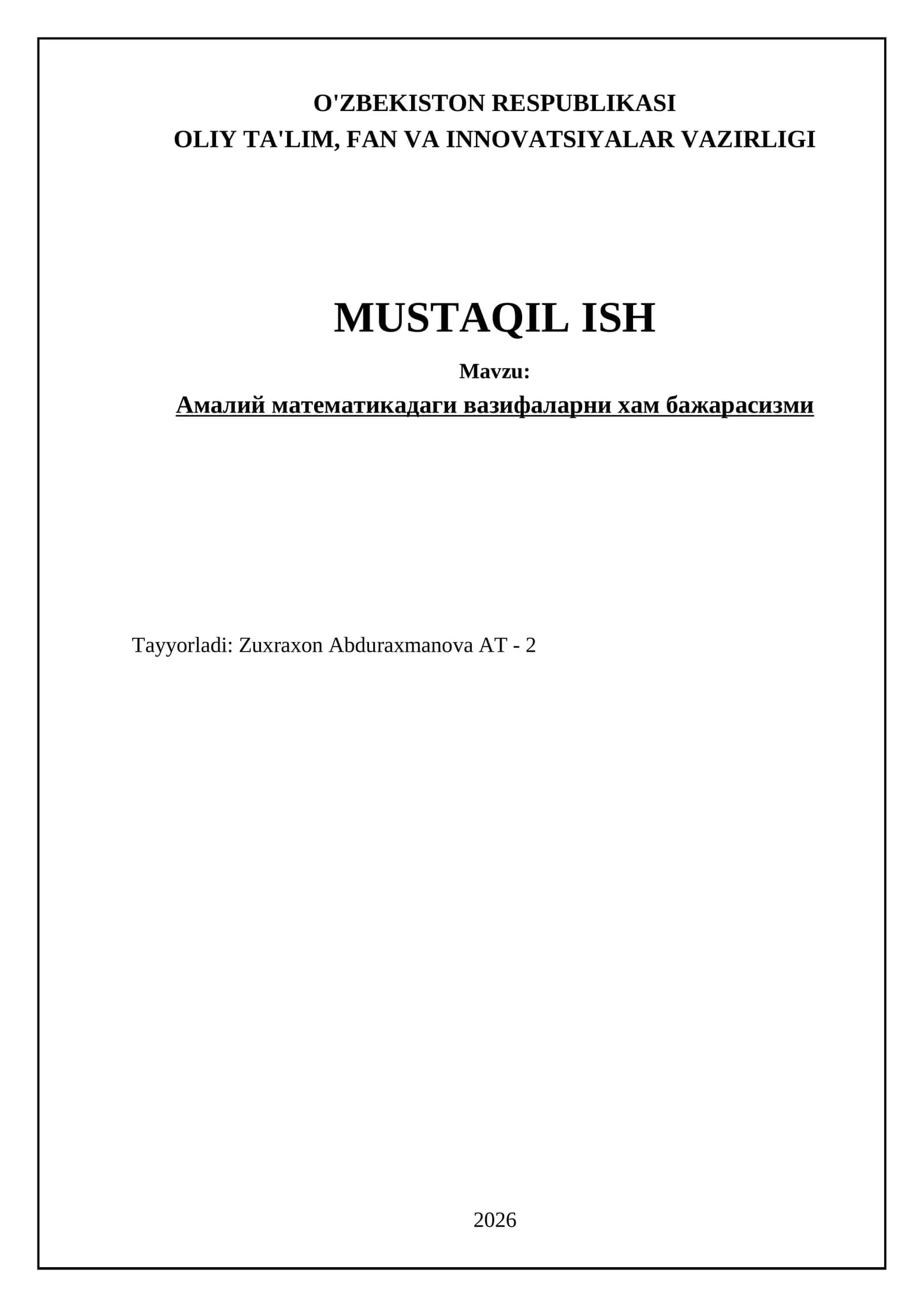 Амалий математикадаги вазифаларни хам бажарасизми 1