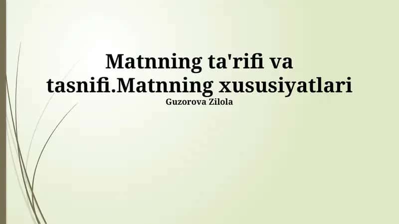 Matnning ta'rifi va tasnifi 1