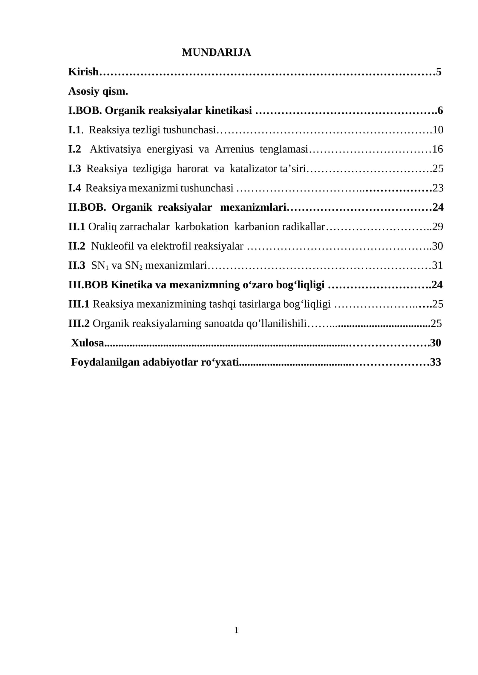 Organik reaksiyalar kinetikasi va mexanizmlari 1