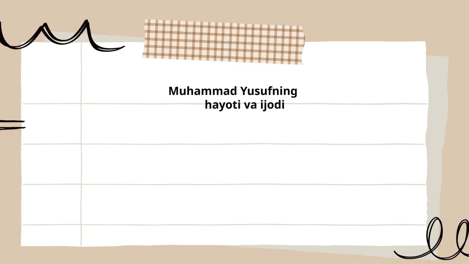 Muhammad Yusufning hayoti va ijodi 1