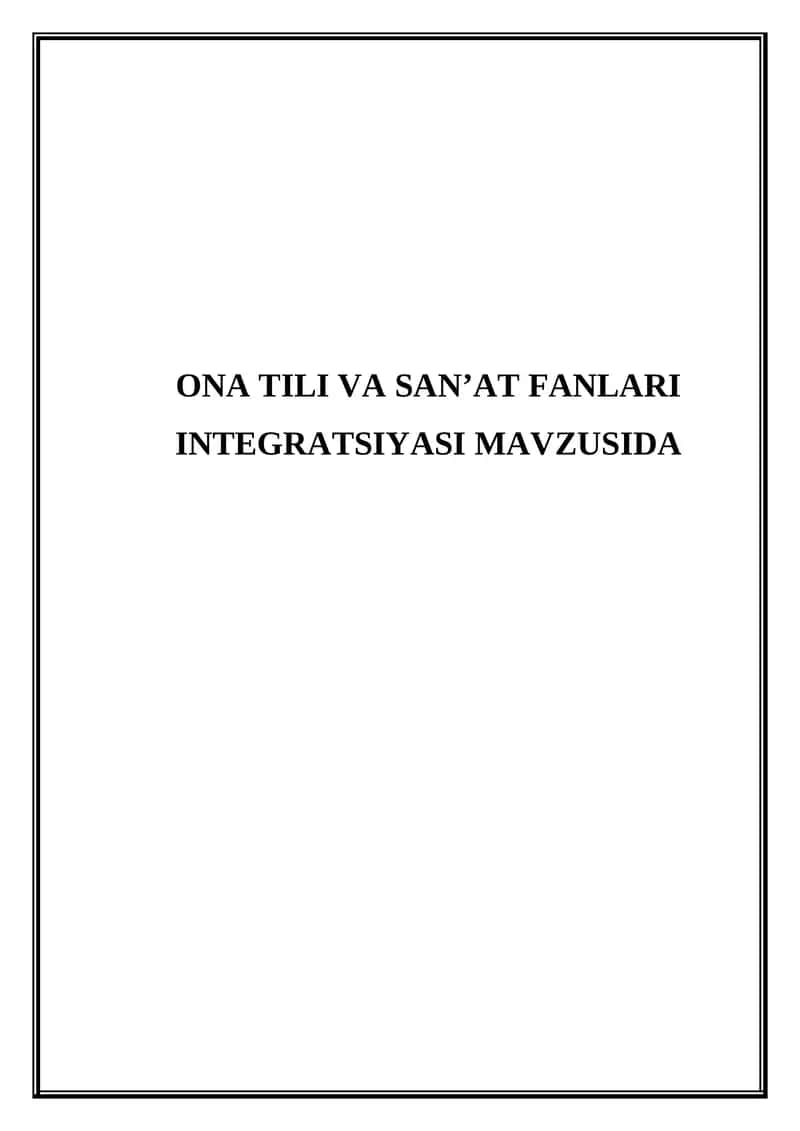Ona tili va san'at fanlari integratsiyasi 1