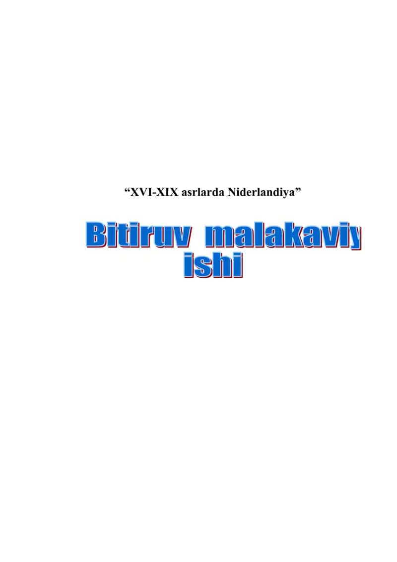 XVI-XIX asrlarda Niderlandiya 1