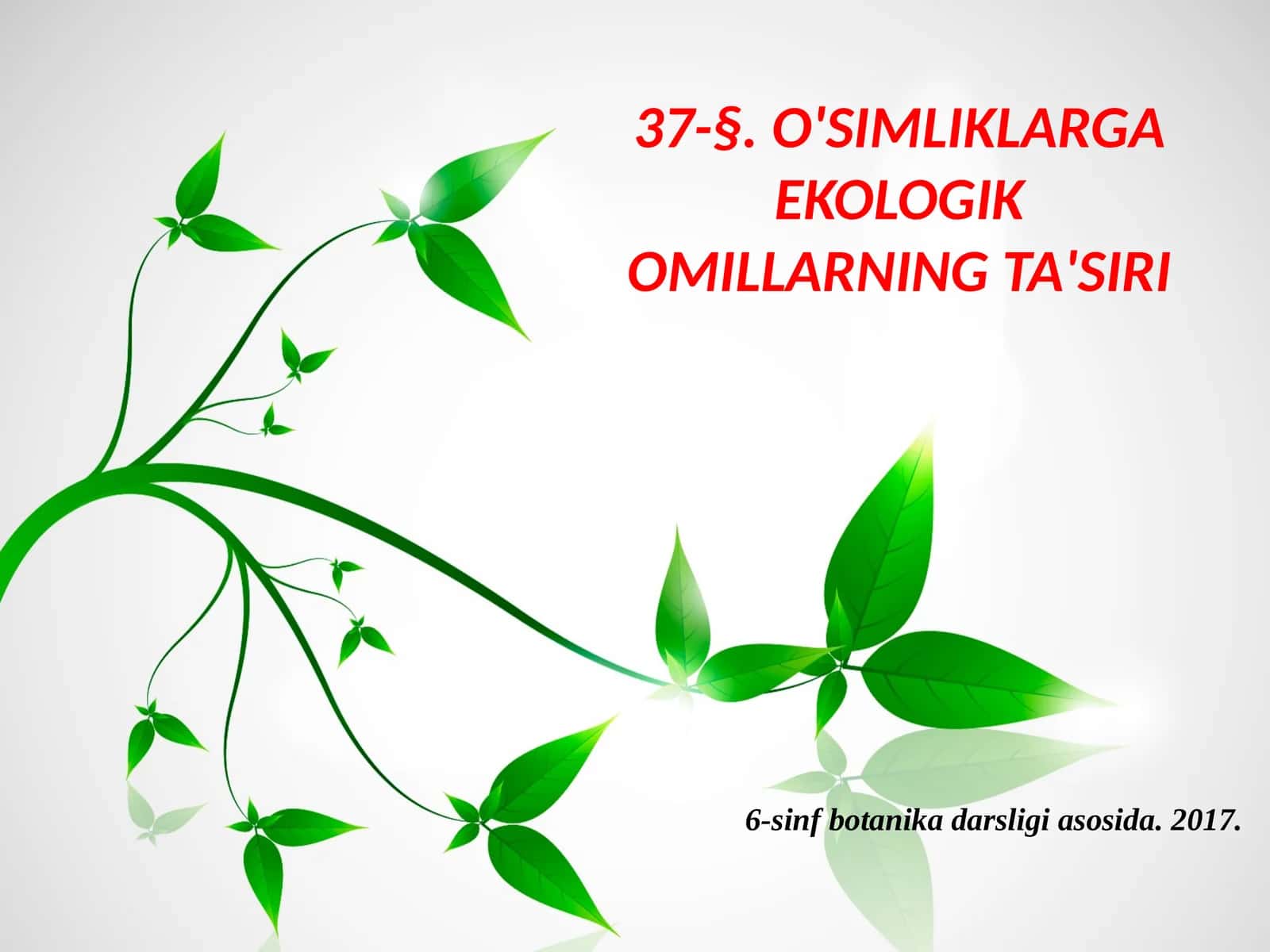 6-sinf Botanika dars ishlanma. O'simliklarga ekologik omillarning ta'siri 1
