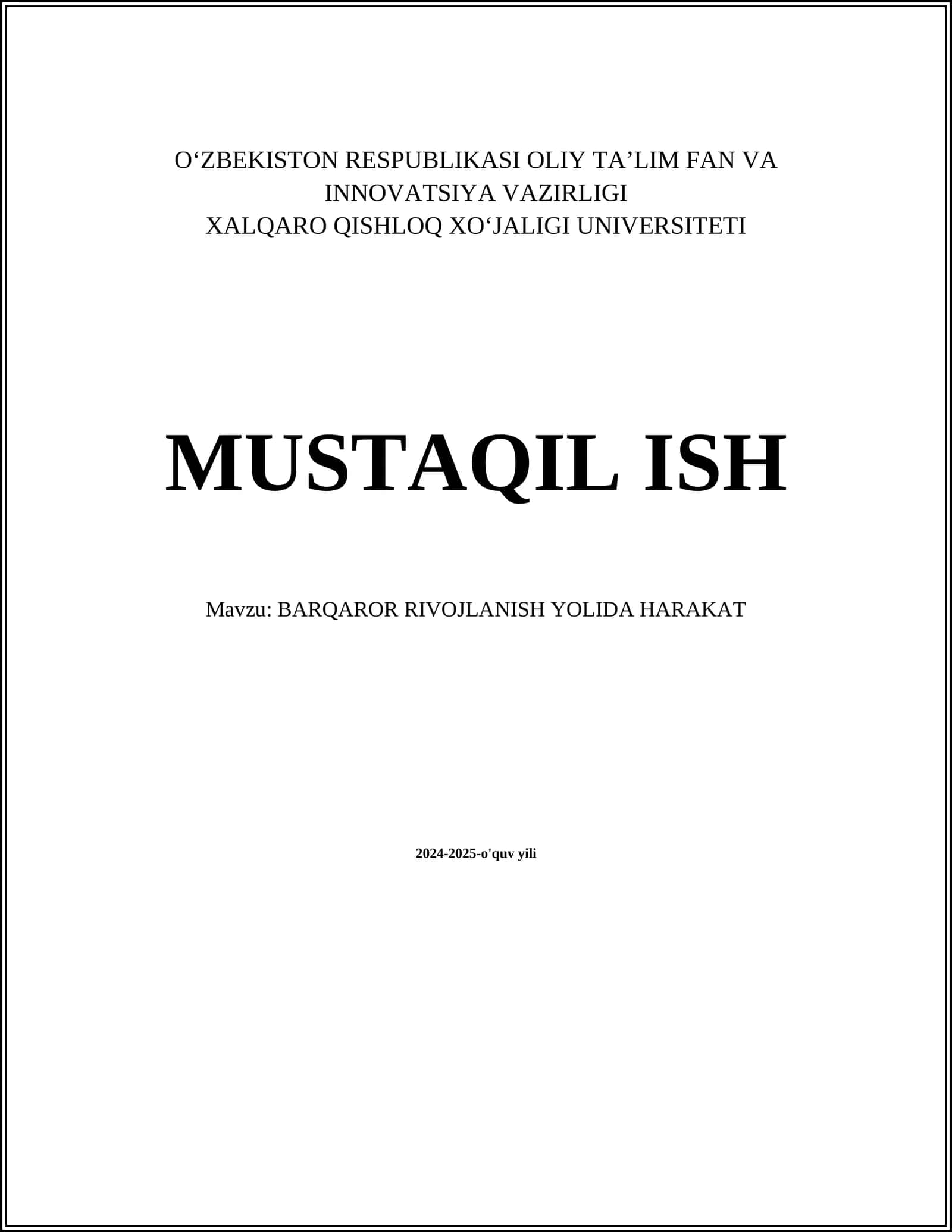 BARQAROR RIVOJLANISH YOLIDA HARAKAT 1