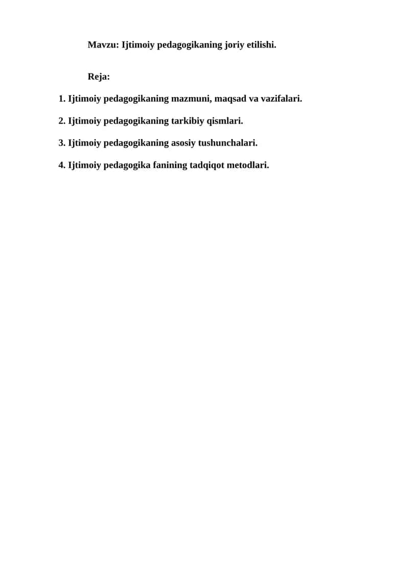 Ijtimoiy pedagogikaning joriy etilishi 1