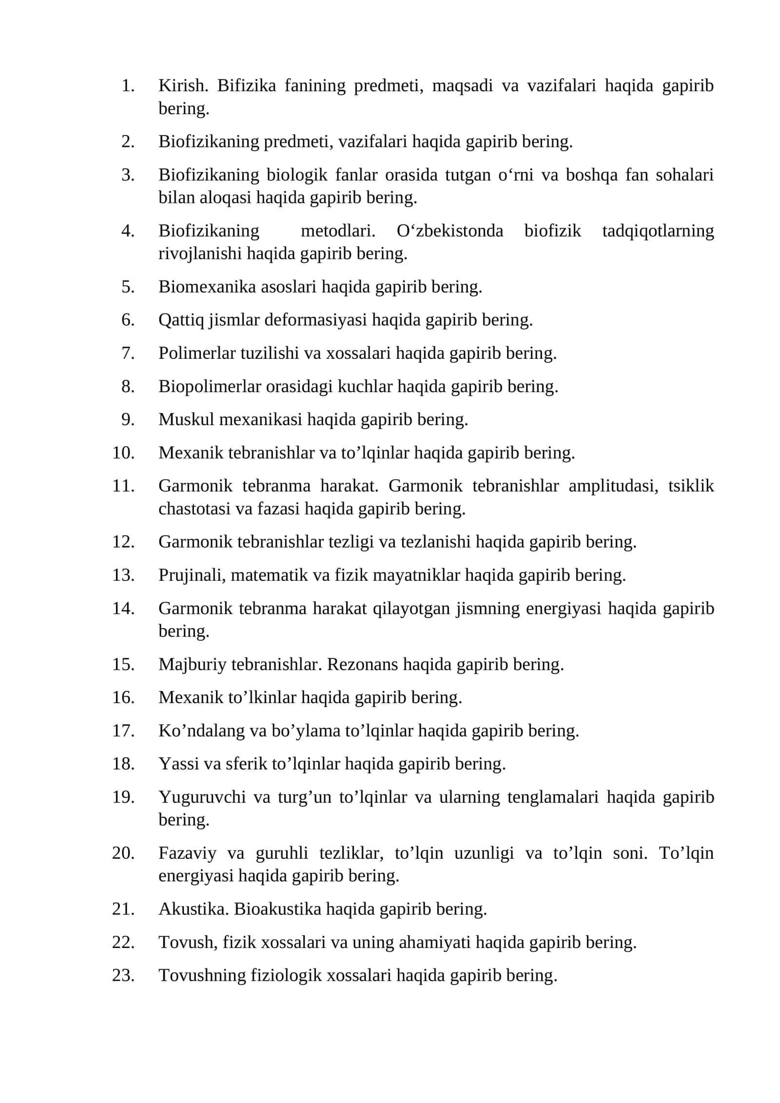 Biofizika fanidan qisqacha tushuncha 1