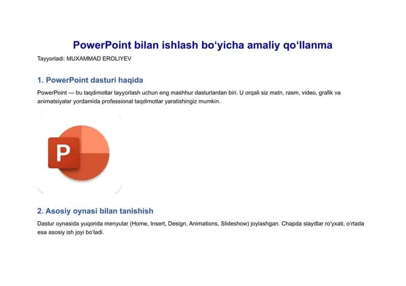 PowerPoint asosiy qoʻllanma 1