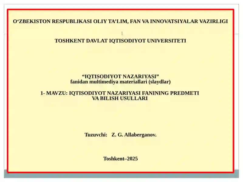 IQTISODIYOT NAZARIYASI