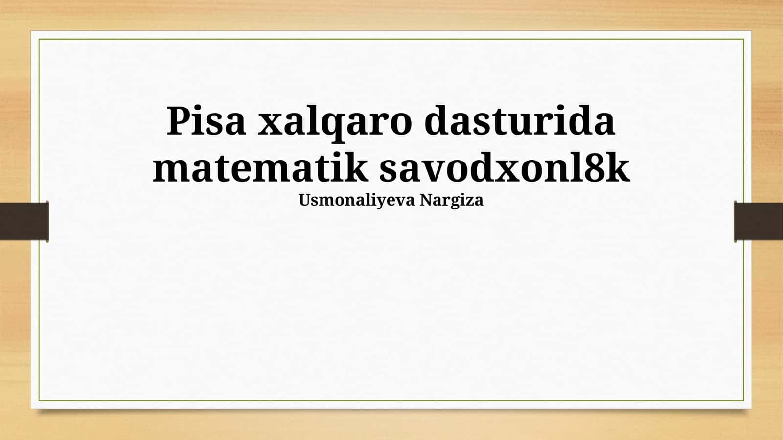 PISA Matematik Savodxonligi Dasturi 1