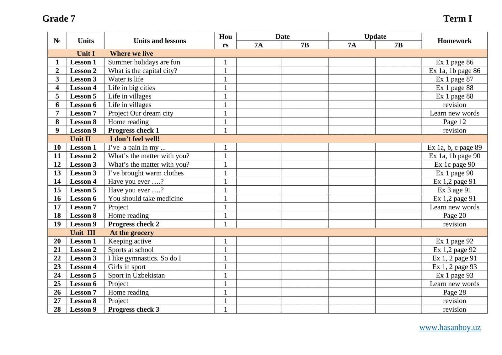 Grade 7 Term I 1