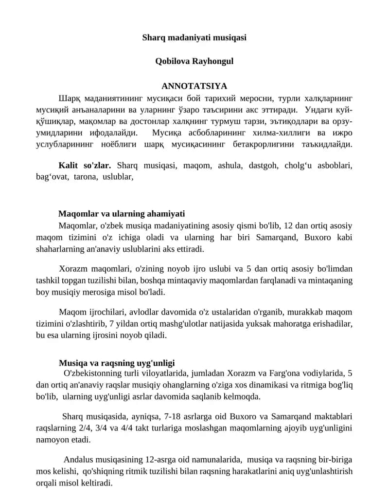 Sharq madaniyati musiqasi 1
