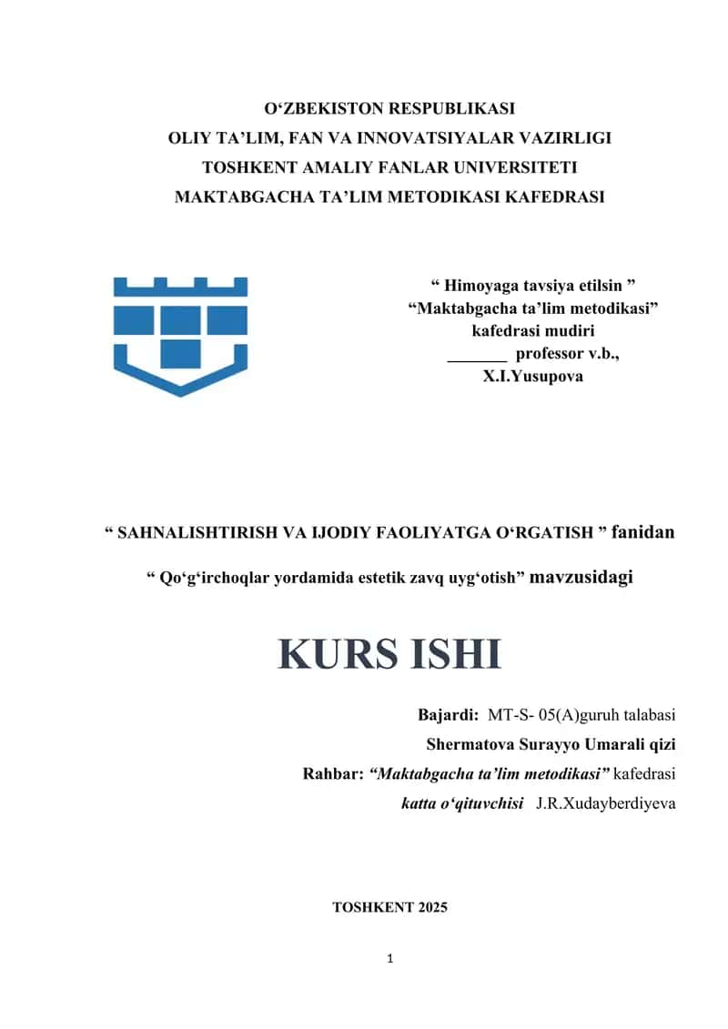 Qoʻgʻirchoqlar yordamida estetik zavq uygʻotish 1