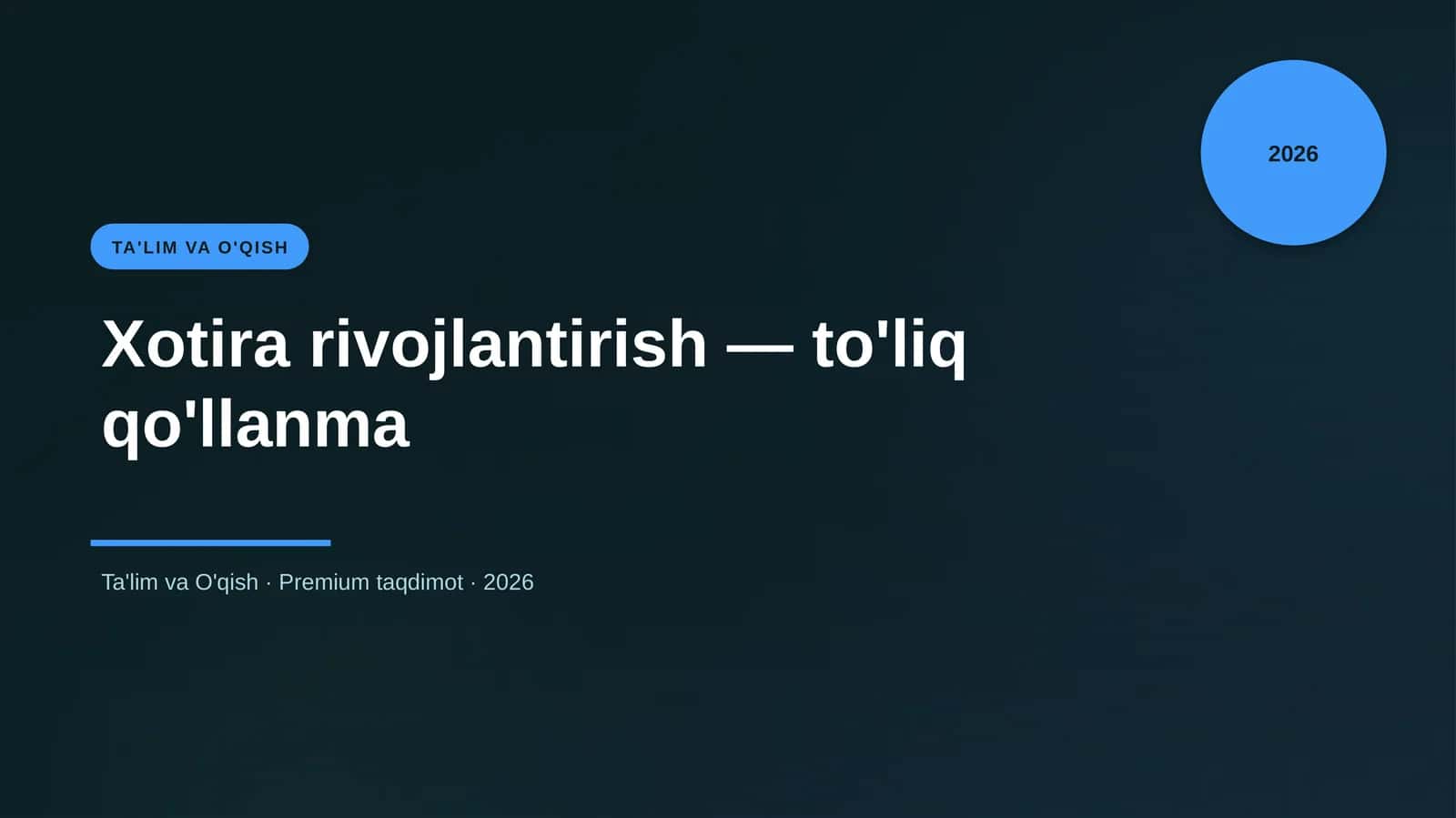 Xotira rivojlantirish — to'liq qo'llanma 1