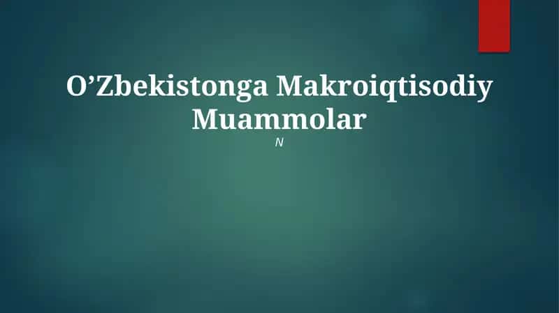O’Zbekistonga Makroiqtisodiy Muammolar 1