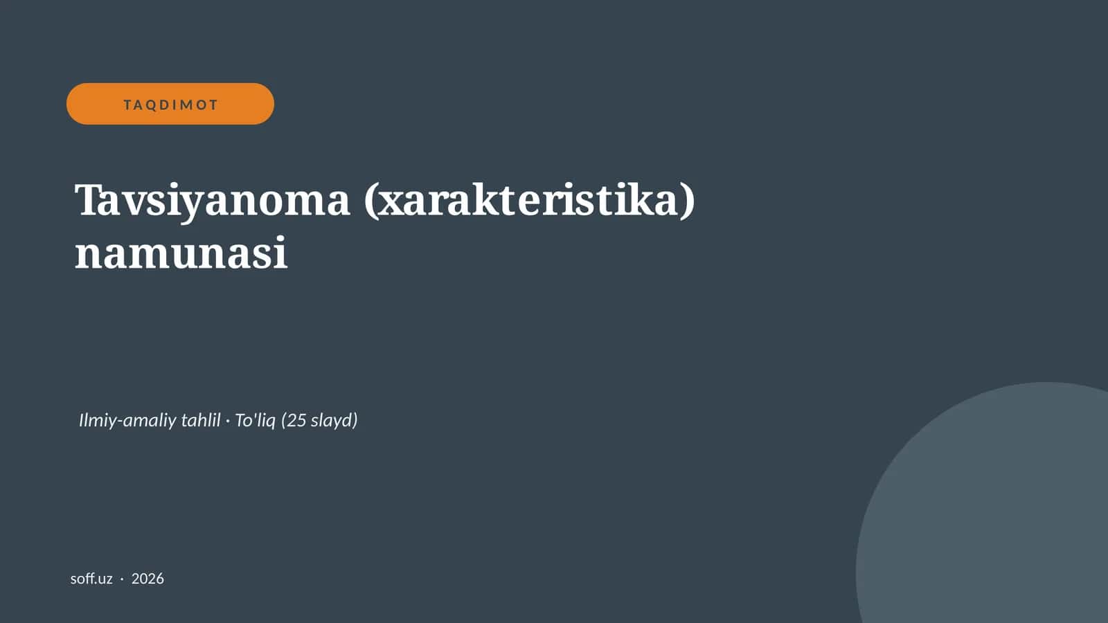 Tavsiyanoma (xarakteristika) namunasi 1