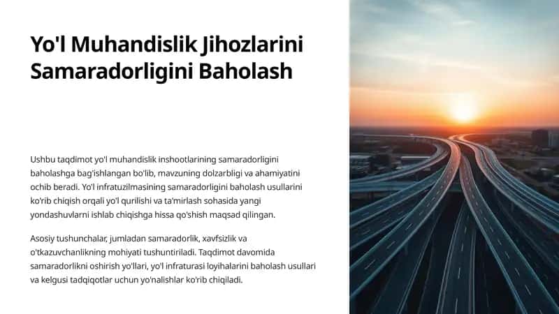 Yo'l Muhandislik Jihozlarini Samaradorligini Baholash 1