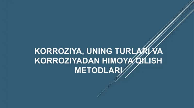 Neft va gaz quvurlari korroziyasi 1