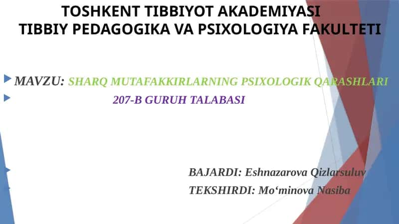 SHARQ MUTAFAKKIRLARNING PSIXOLOGIK QARASHLARI 1