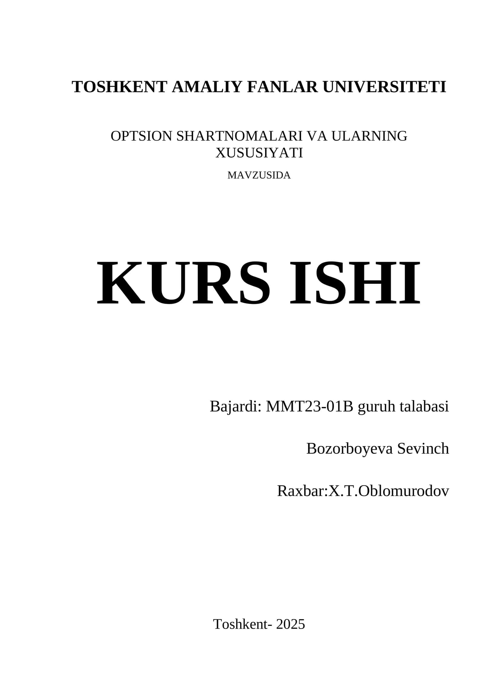 OPSION SHARTNOMALARI VA ULARNING XUSUSIYATI 1