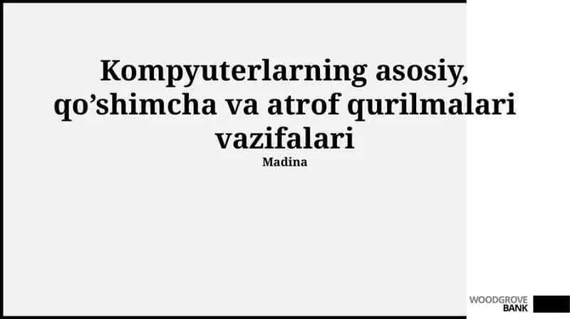 Yordamchi Qurilmalar, Kompyuterning Asosiy Qurilmalari, Periferiya Qurilmalari 1