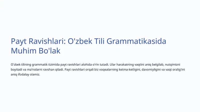 Payt Ravishlari: O'zbek Tili Grammatikasida Muhim Bo'lak 1