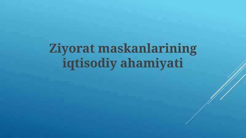 Ziyoratmaskanlariningiqtisodiyahamiyati 1
