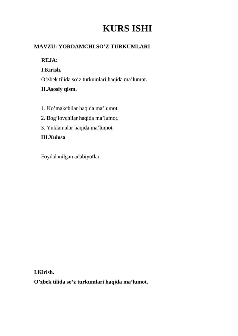 YORDAMCHI SO’Z TURKUMLARI 1