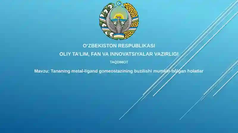 Tananing metall-ligand gomeostazining buzilishi mumkin bo'lgan holatlar