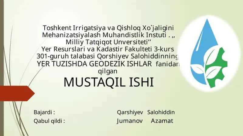 Xo’jalik yer yuzasini oddiy geometrik shakllar bo’yicha aniqlash 1