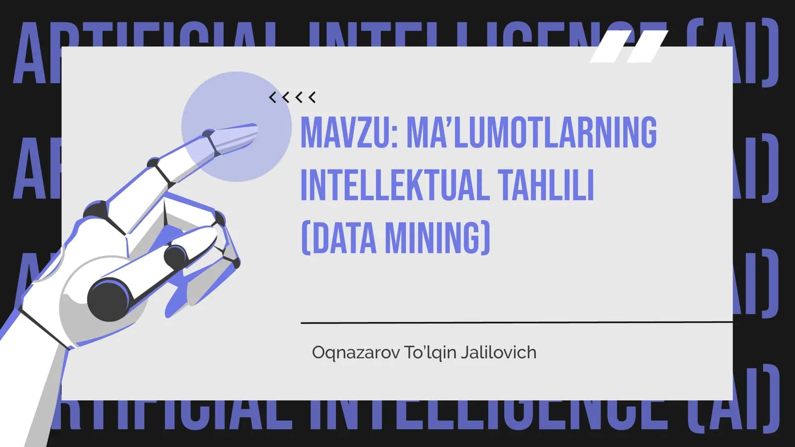 Ma’lumotlarningintellektualtahlili(Data Mining) 1