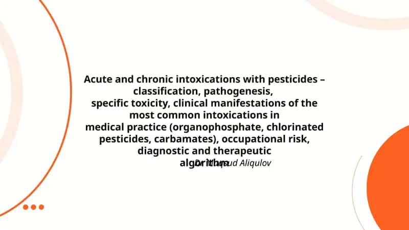 Acute and chronic intoxications with pesticides – classification, pathogenesis 1