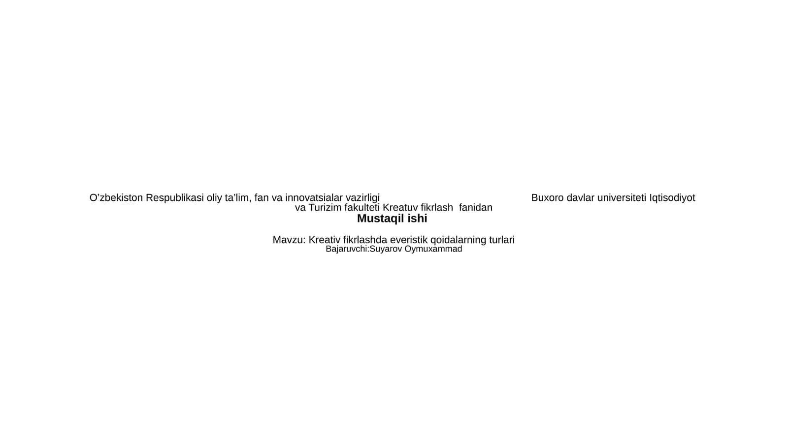 Kreativ fikrlashda everistik qoidalarning turlari 1