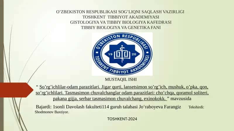 So’rg’ichlilar-odamparazitlari 1