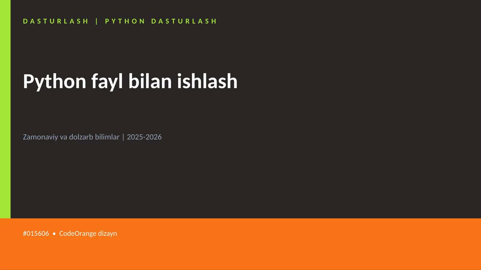 DASTURLASH | PYTHON DASTURLASH 1