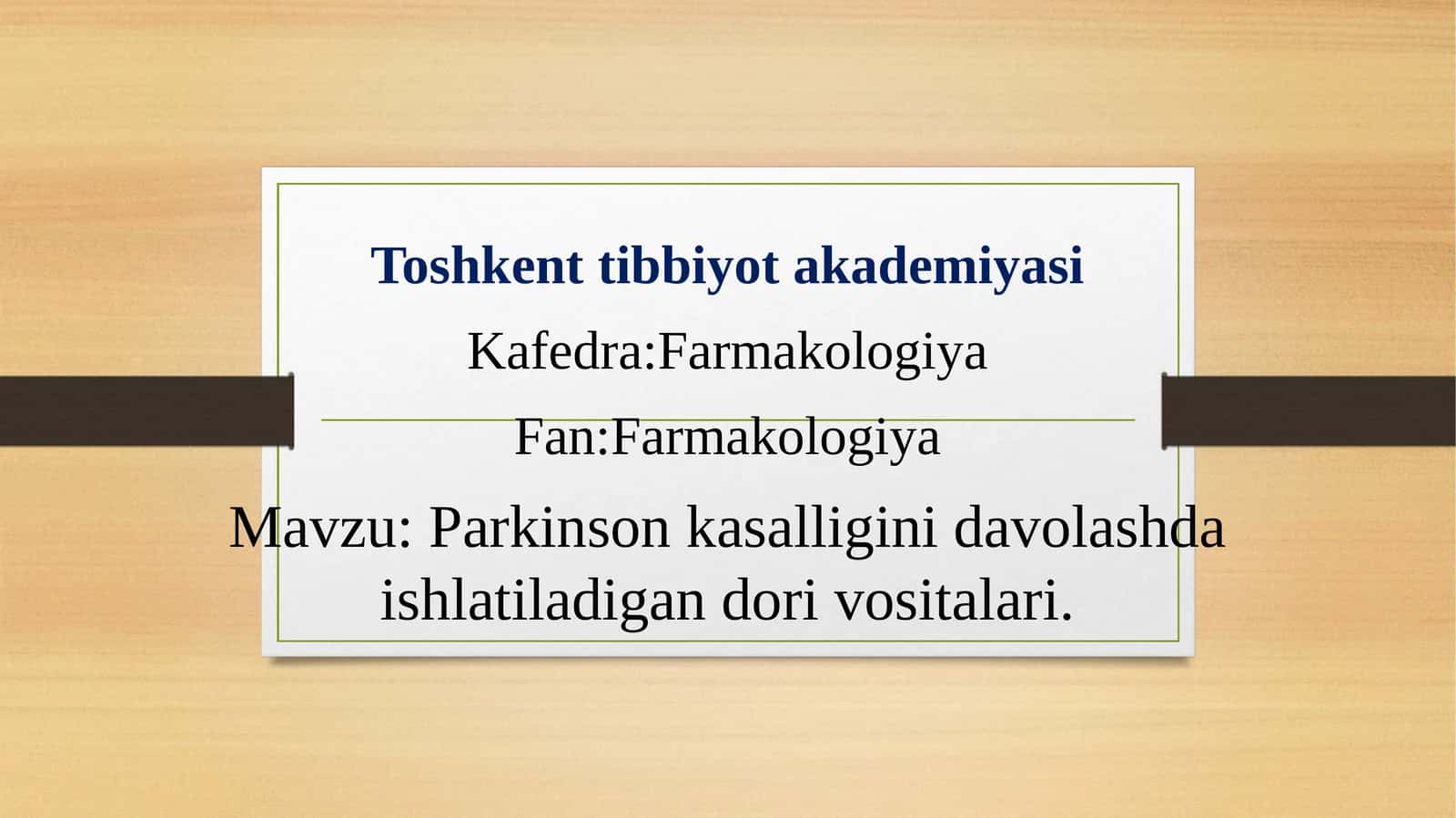 Parkinsonkasalligini davolashda ishlatiladigan dorivoshlar 1