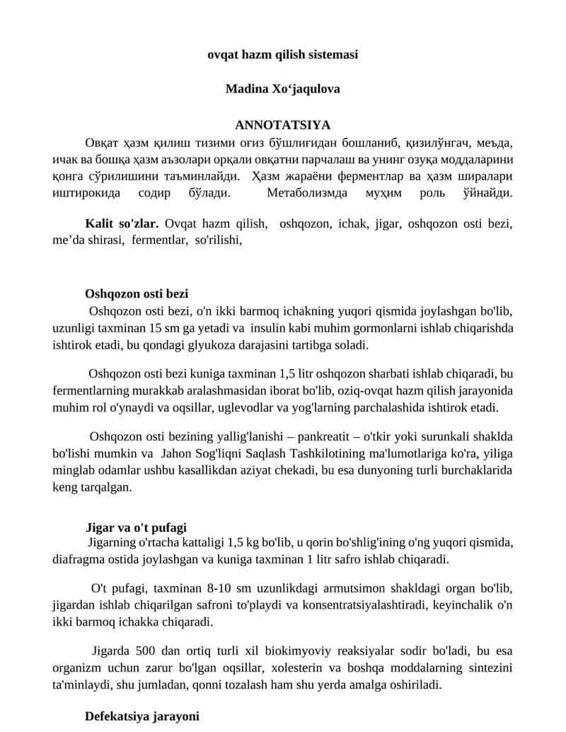Ovqat hazm qilish sistemasi 1