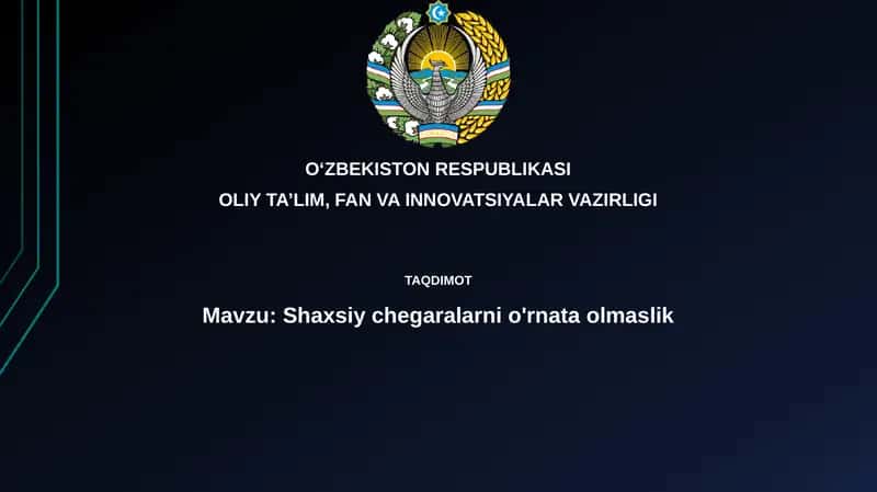 Shaxsiychegaralarnio'rnataolmaslik 1