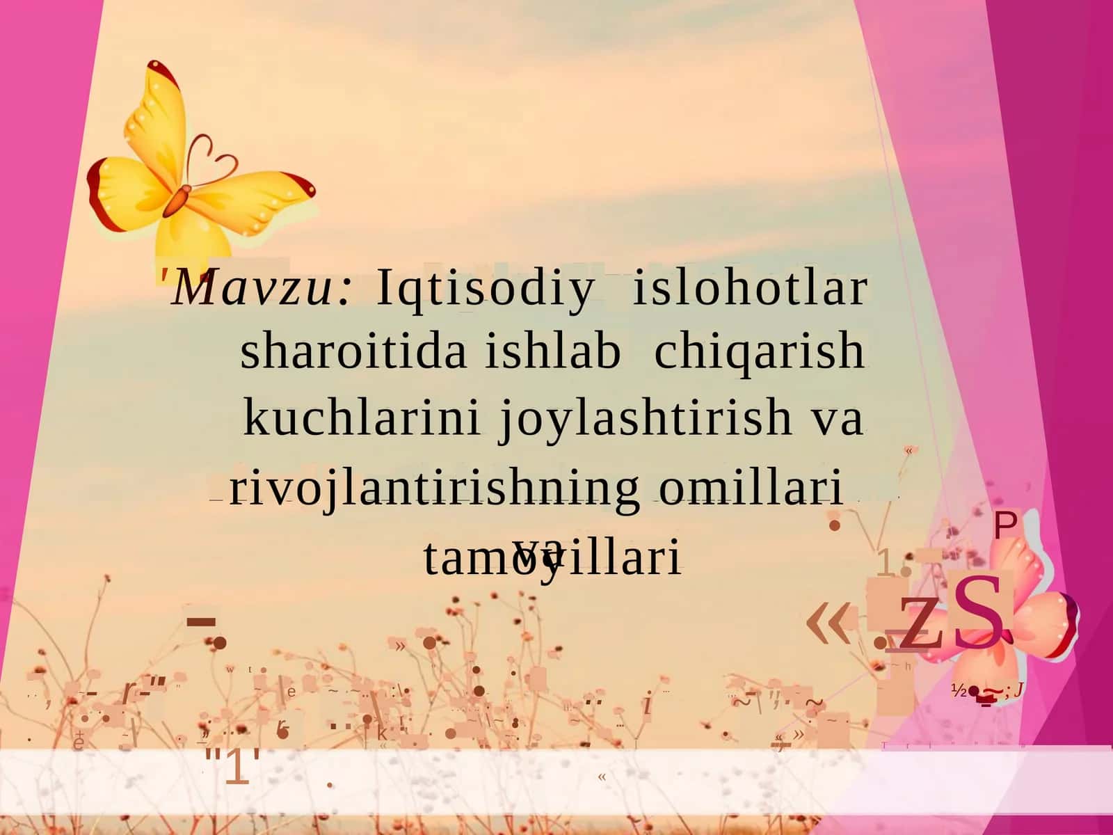 Iqtisodiy islohotlar sharoitida ishlab chiqarish kuchlarini joylashtirish va rivojlantirishning omillari va tamoyillari 1