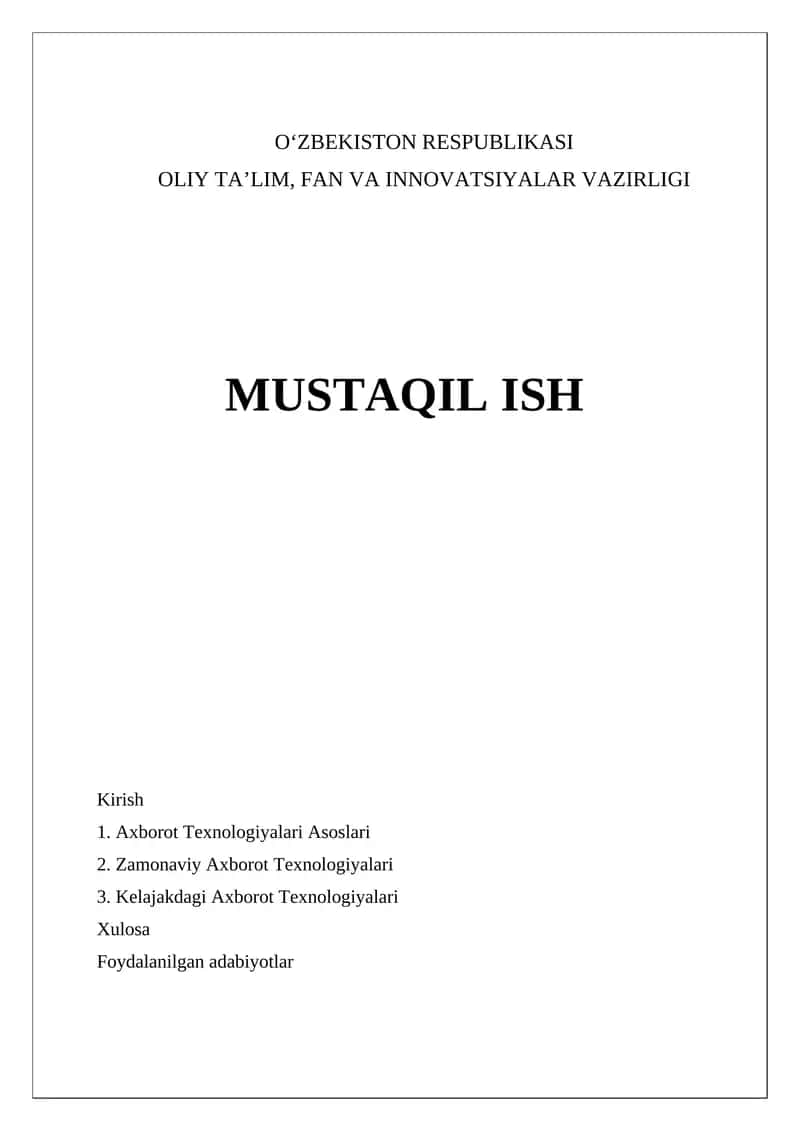 Axborot Texnologiyalari Asoslari 1