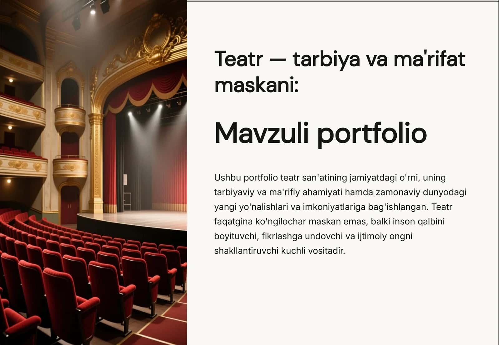 Teatr — tarbiya va ma'rifat maskani 1