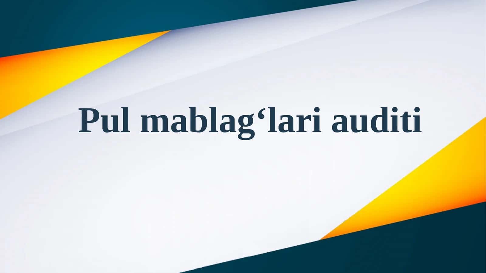 Pul mablag‘lari auditi. 1