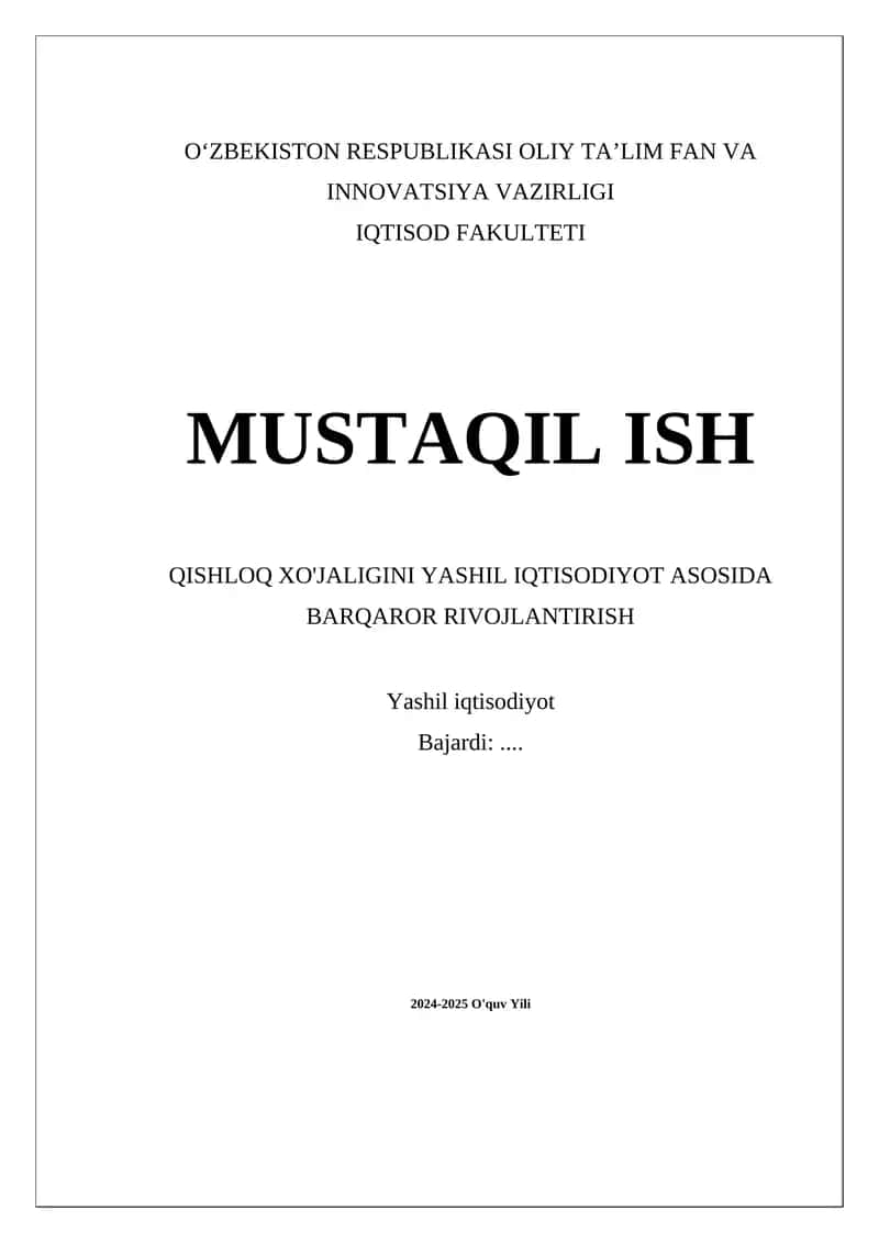 Yashil iqtisodiyot 1