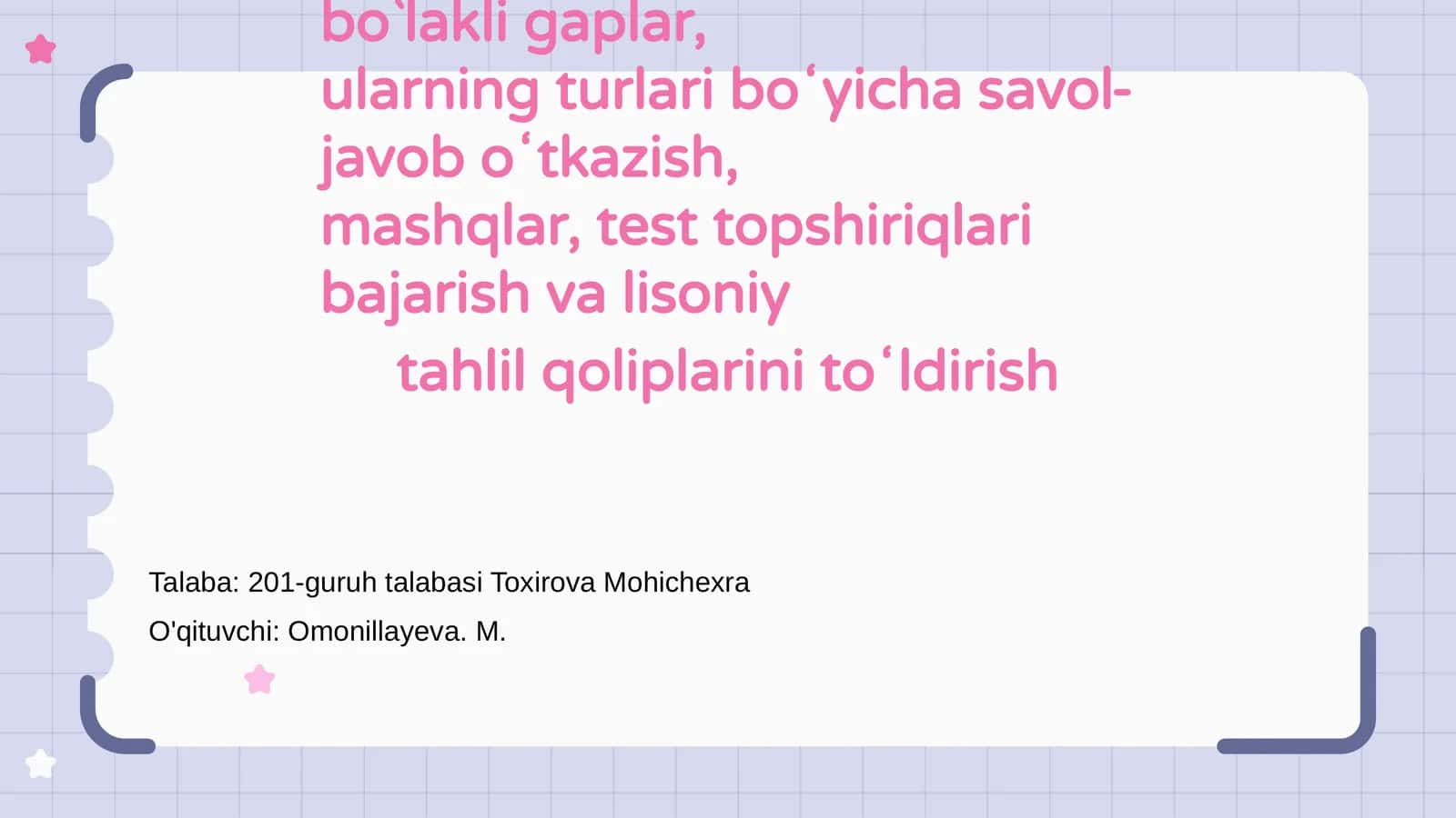 1-bosh boʻlakli va ikki bosh bo`lakli gaplar 1