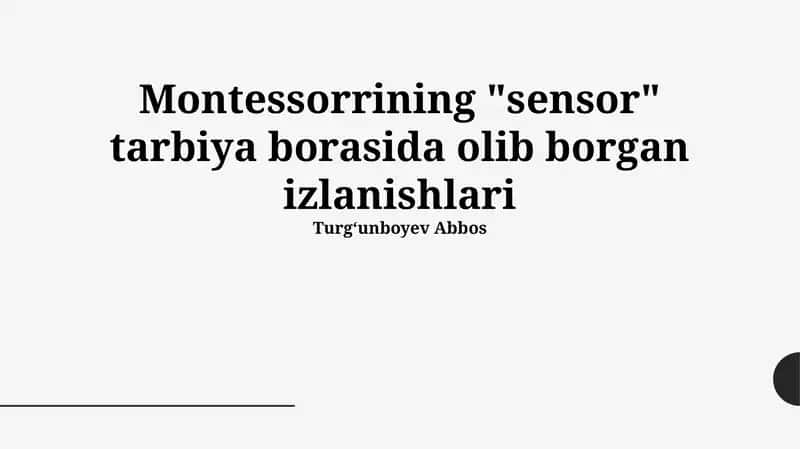 Montessori sensor ta'limi 1