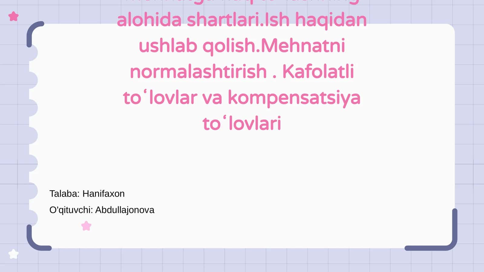 Mehnatga haq toʻlashning alohida shartlari 1