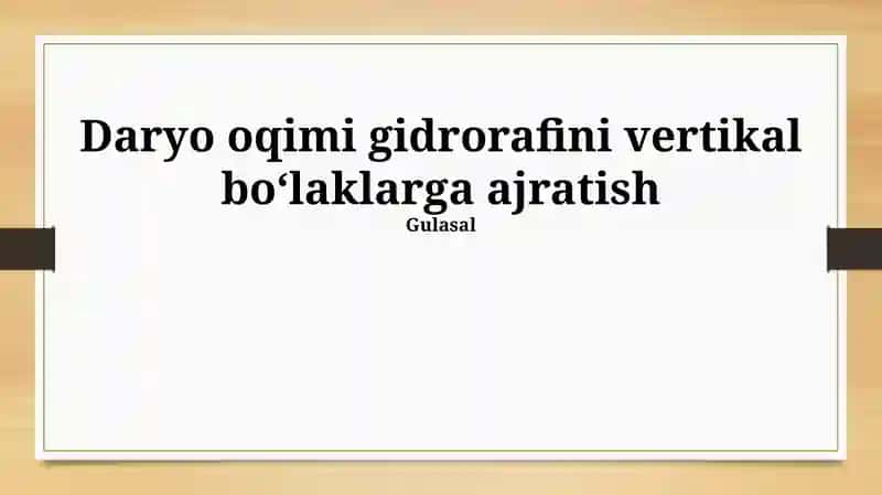 Daryo oqimi gidrografining vertikal kesimi